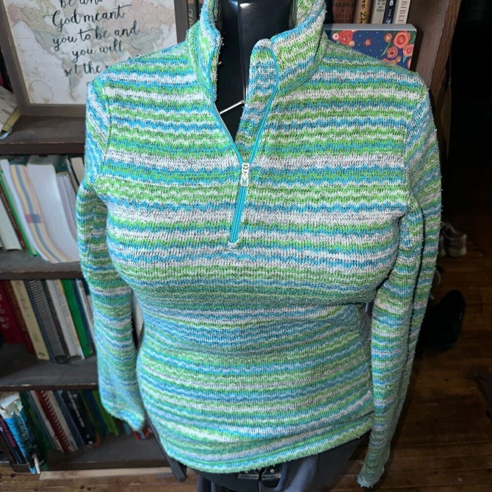 Spyder Athleisure girls 12 gorpcore blue & green pullover